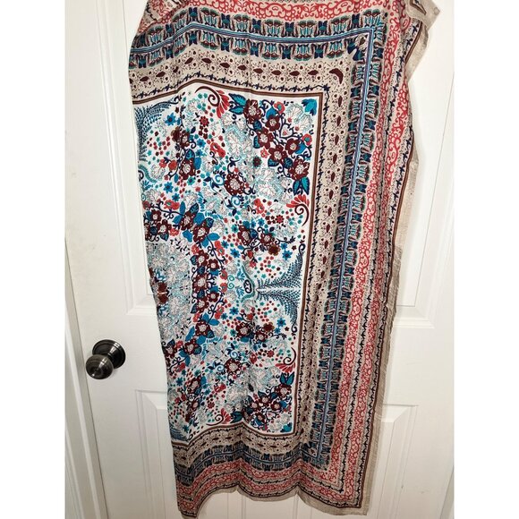Lucky Brand Floral Paisley Square Scarf 100% Silk 44"x44" Multicolor Boho Style - Picture 6 of 10